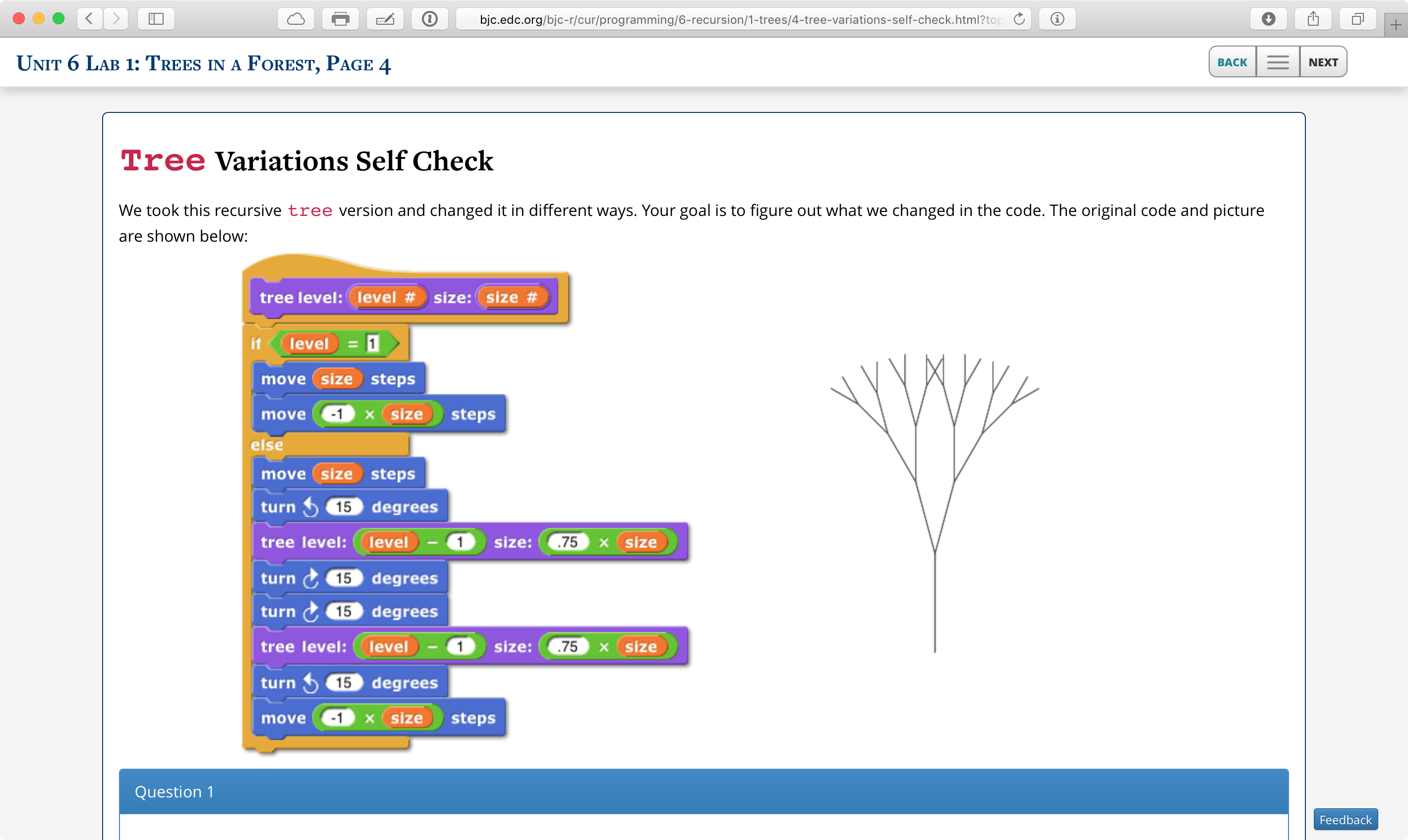 A typical example of BJC curriculum which includes graphical output.